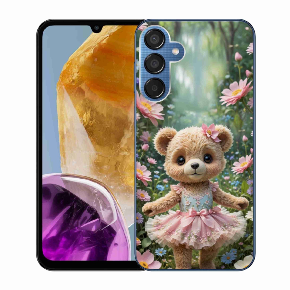 Gél borítás mmCase Samsung Galaxy M15 5G - aranyos mackó virágokkal