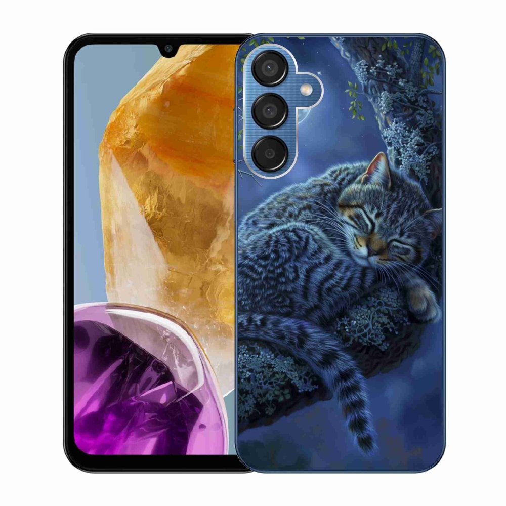 Gél védőhuzat mmCase Samsung Galaxy M15 5G - alvó macska - Samsung Galaxy M15 5G számára