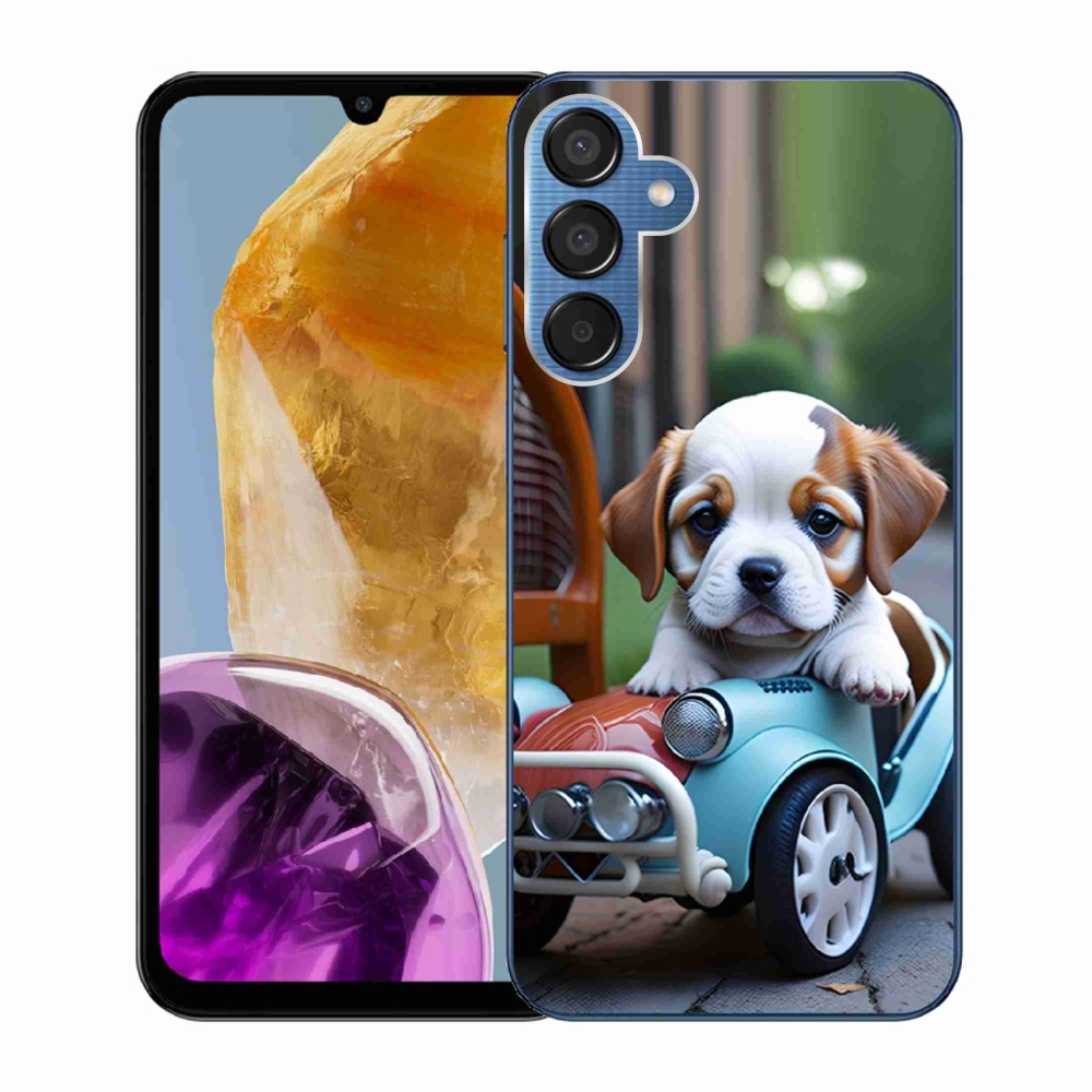 Gél borítás mmCase Samsung Galaxy M15 5G - kiskutya retro autóban