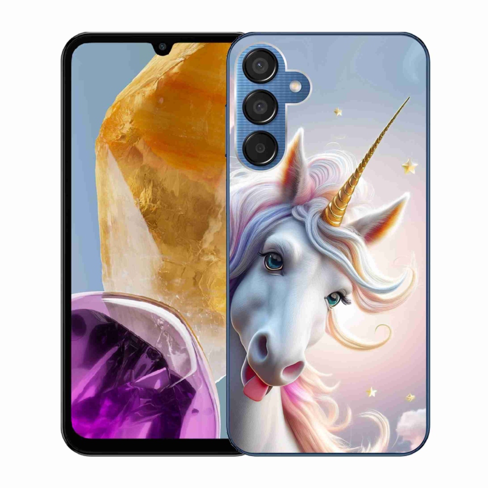 Gél védőhuzat mmCase Samsung Galaxy M15 5G - vidám egyszarvúhoz