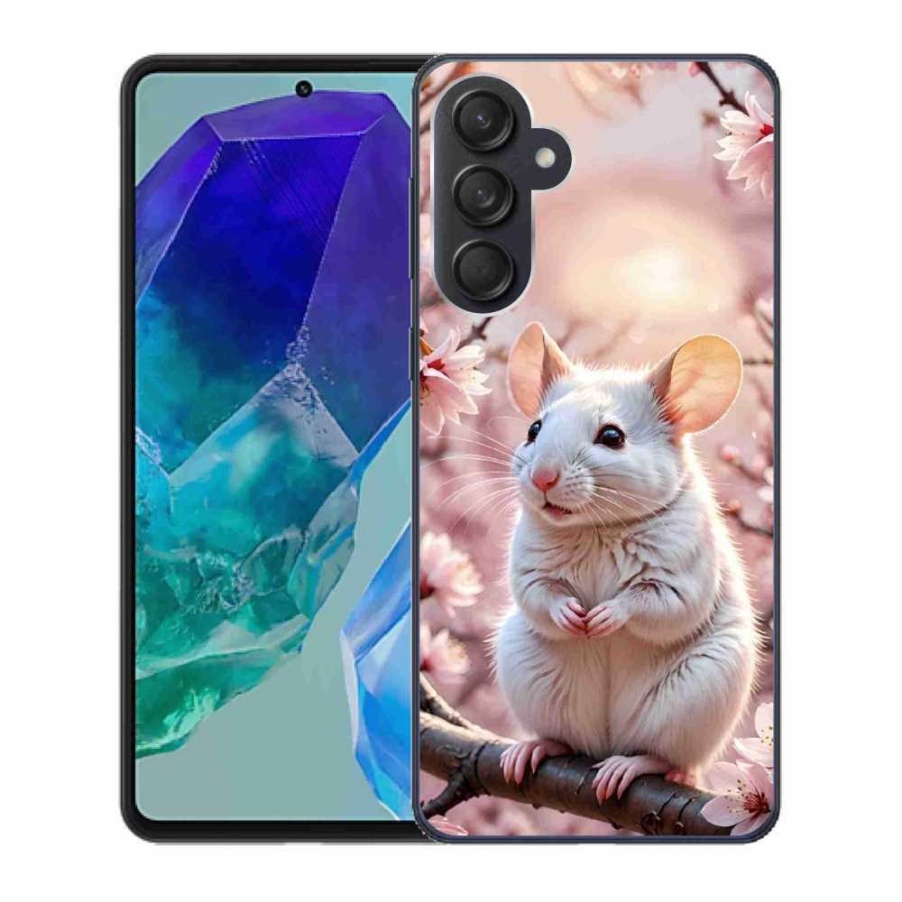 Zselés borítás mmCase Samsung Galaxy M55 5G - fehér egér az ágon