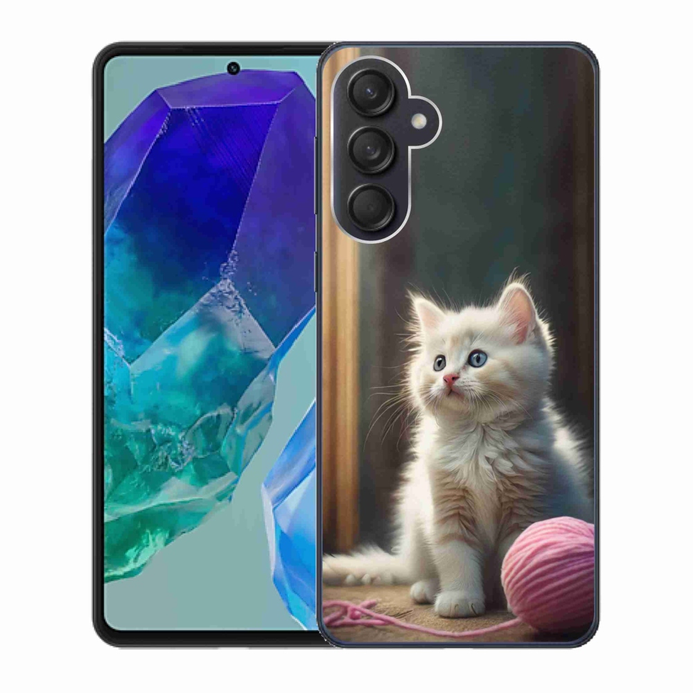 Gél védőhuzat mmCase Samsung Galaxy M55 5G - fehér cica 2