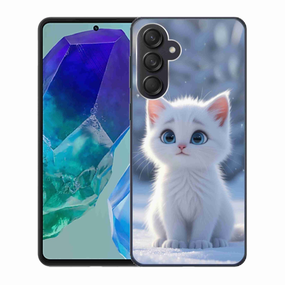 Gél védőhuzat mmCase Samsung Galaxy M55 5G - fehér cica 3