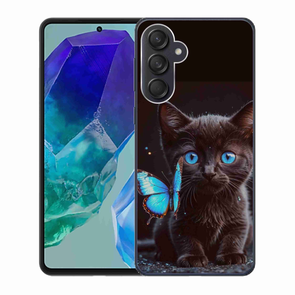 Gél védőhuzat mmCase Samsung Galaxy M55 5G - fekete cica 3