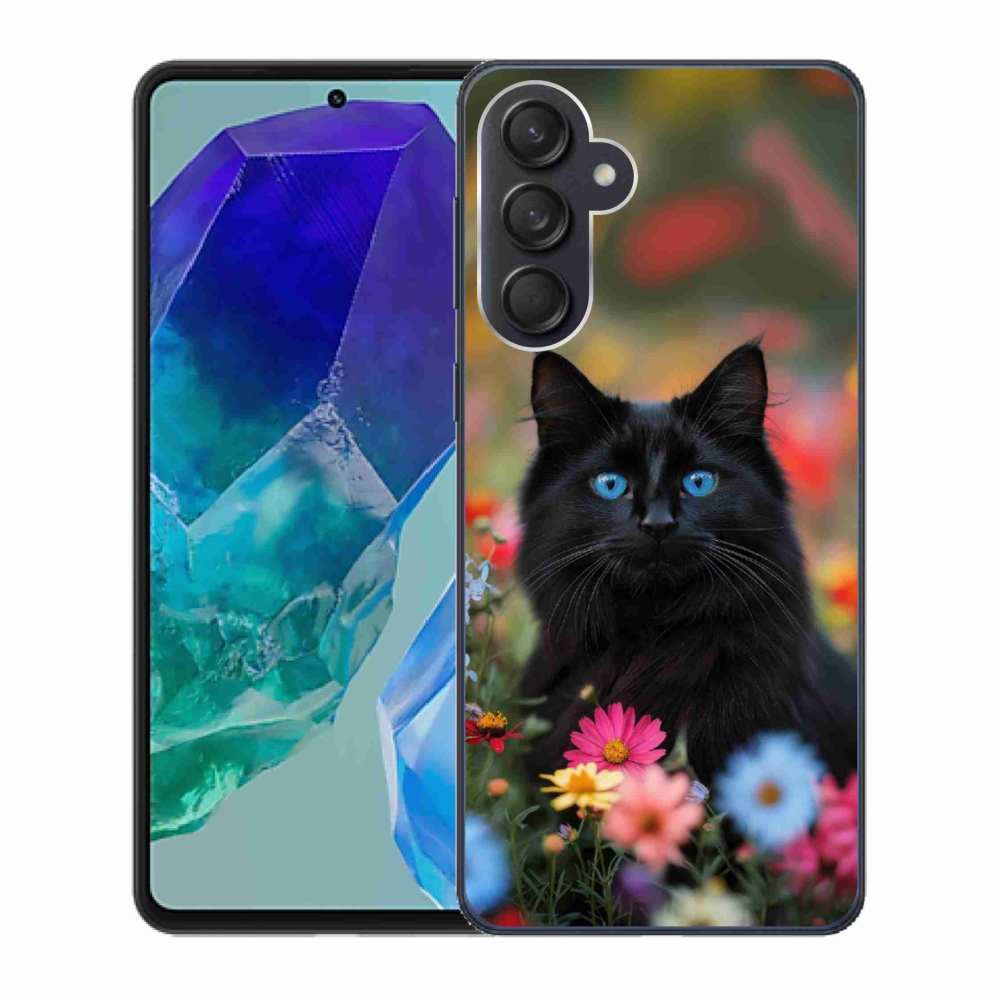 Gél védőhuzat mmCase Samsung Galaxy M55 5G - fekete cica 4