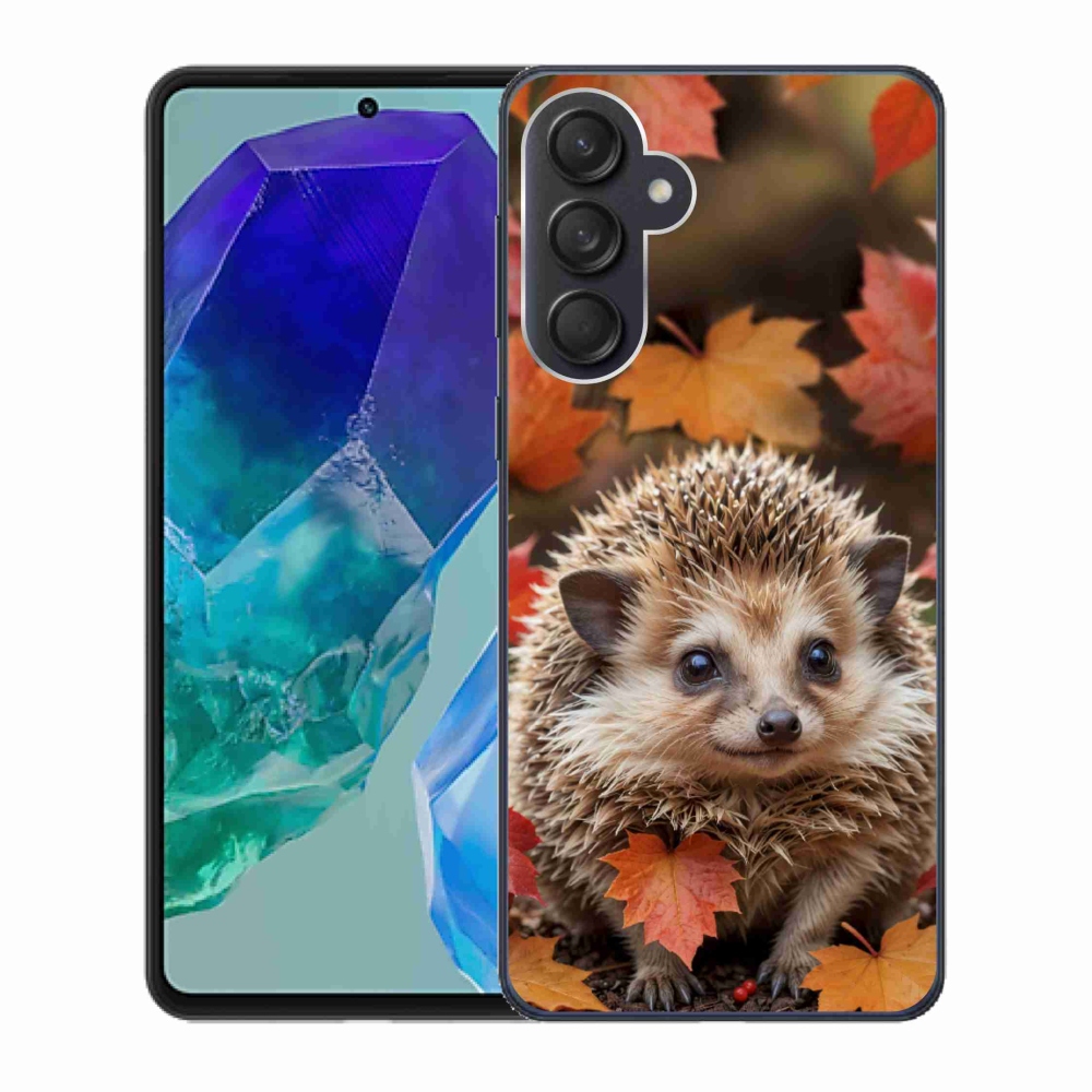 Zselés borító mmCase Samsung Galaxy M55 5G - sün a levelek között