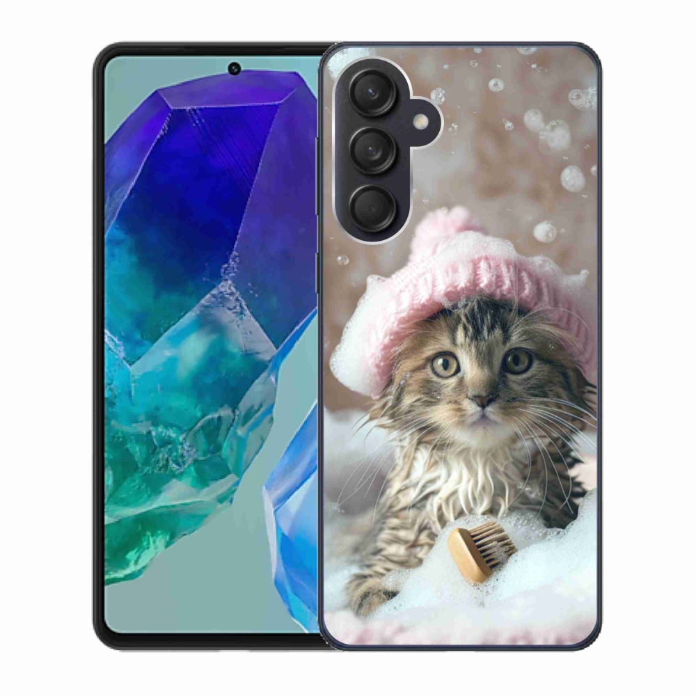 Gél borítás mmCase Samsung Galaxy M55 5G - cica és fürdő