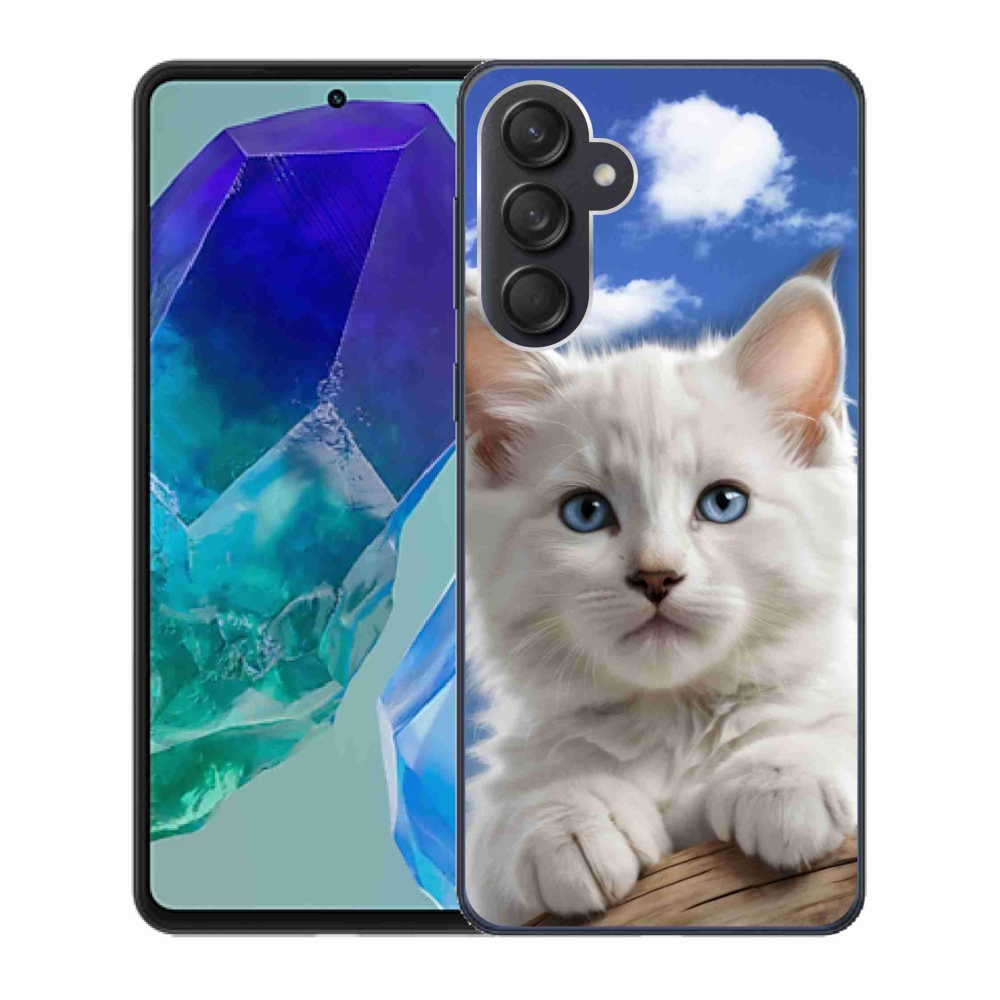 Gél borítás mmCase Samsung Galaxy M55 5G - cica és felhők