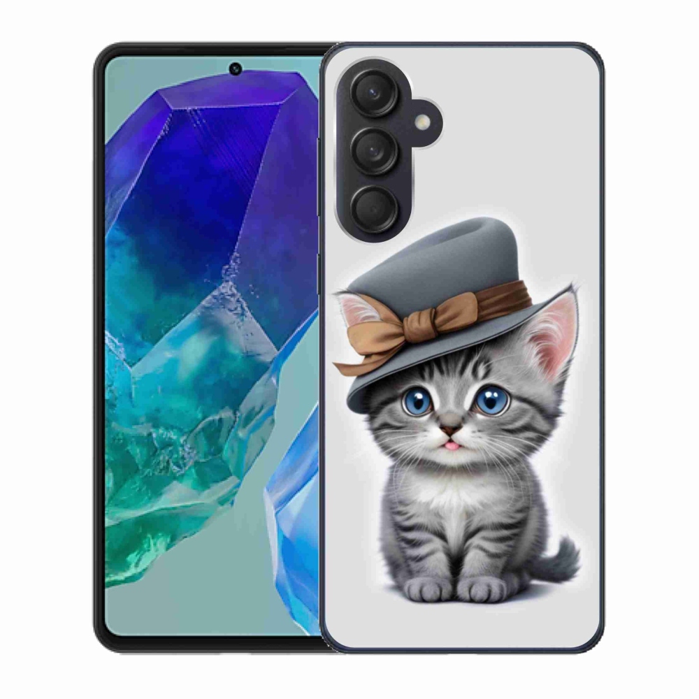 Zselés borítás mmCase Samsung Galaxy M55 5G - cica sapkával