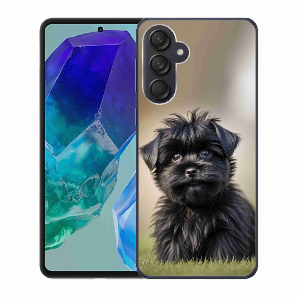 Gél védőhuzat mmCase Samsung Galaxy M55 5G - aranyos fekete kutya