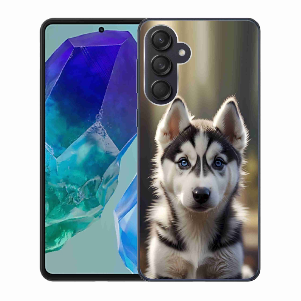 Gél borító mmCase Samsung Galaxy M55 5G - aranyos szibériai husky - Samsung Galaxy M55 5G számára