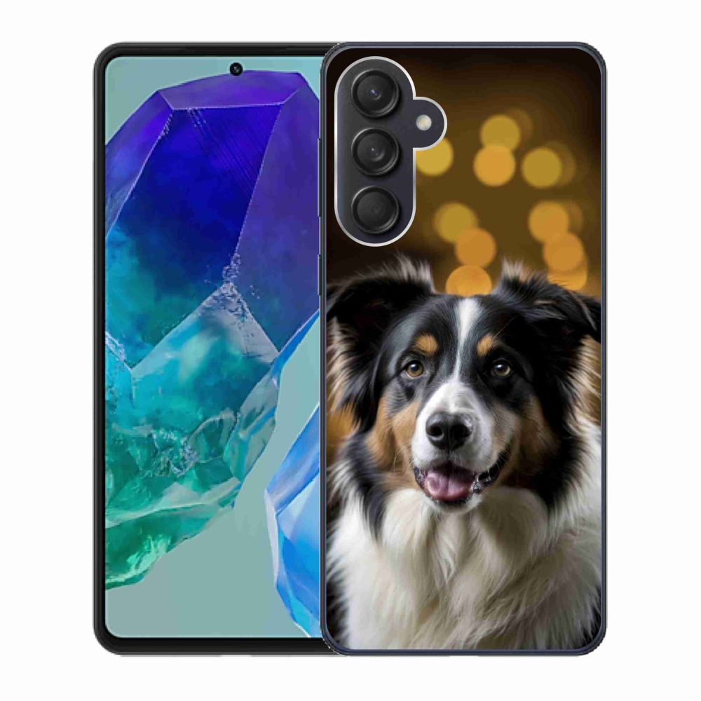 Gél borító mmCase Samsung Galaxy M55 5G - mosolygós ausztrál juhászkutya számára