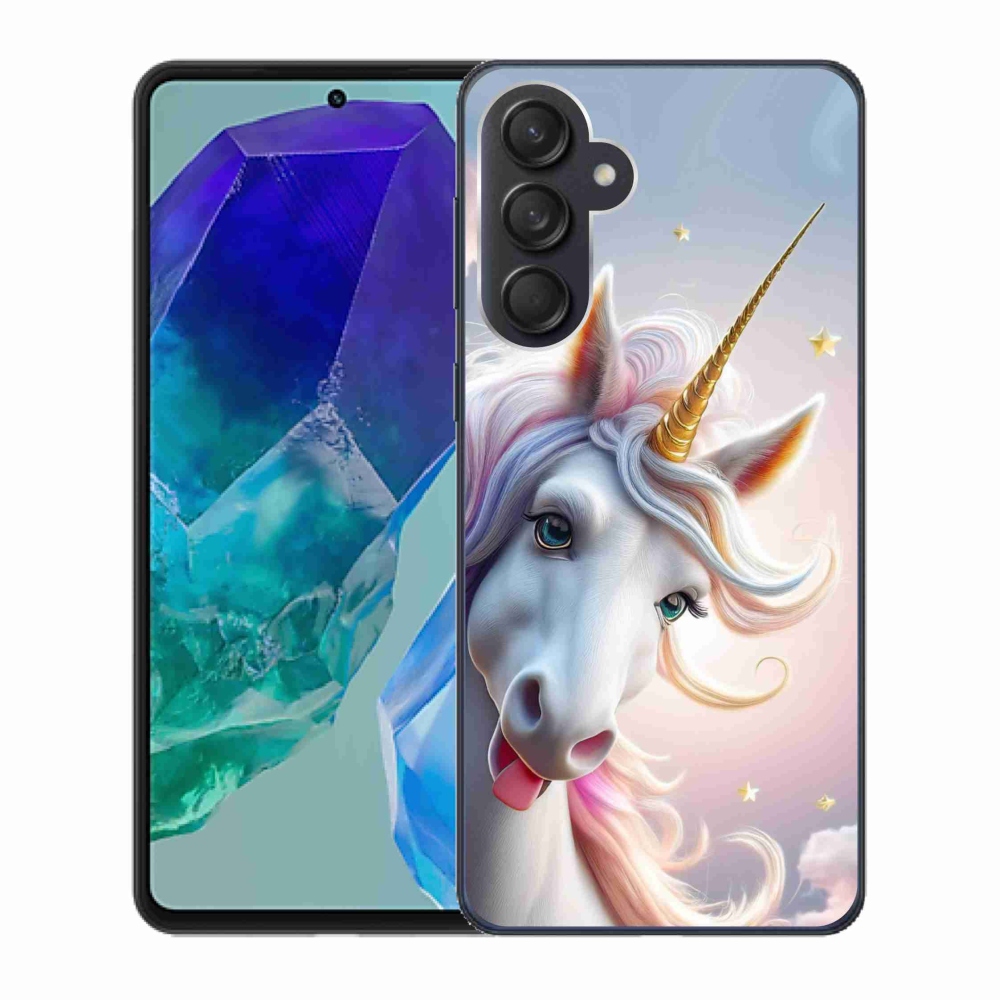 Zselés borítás mmCase Samsung Galaxy M55 5G - vidám egyszarvúhoz