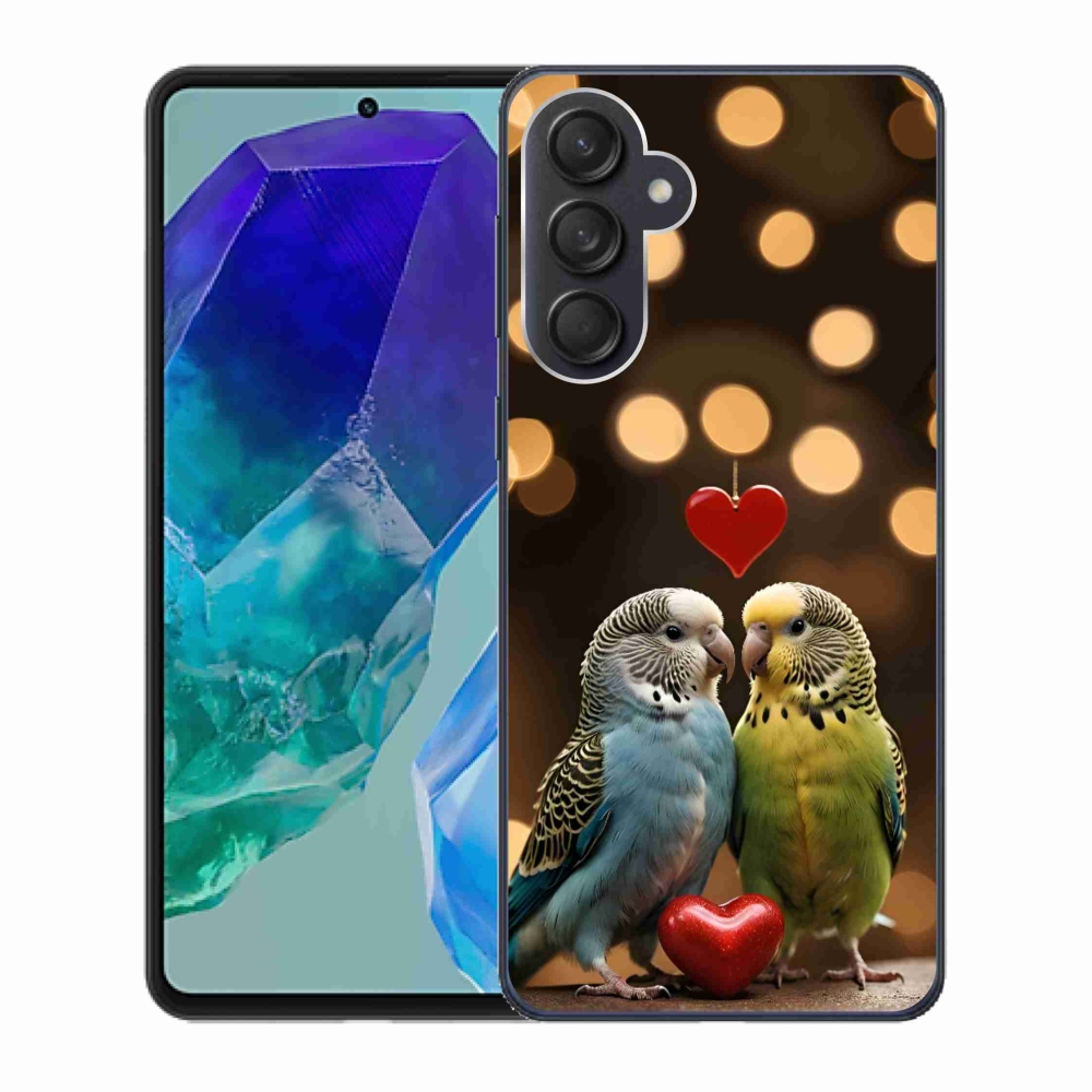 Gél borítás mmCase Samsung Galaxy M55 5G - szerelmes papagájok