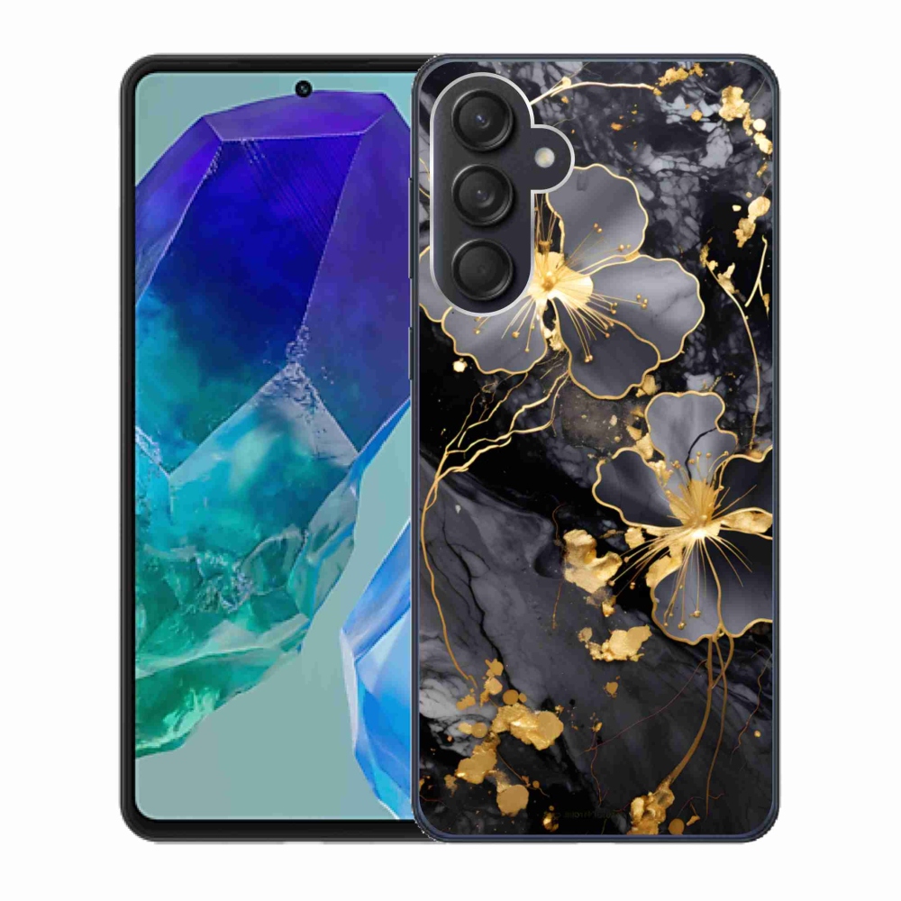 Gél borítás mmCase Samsung Galaxy M55 5G - arany virágok