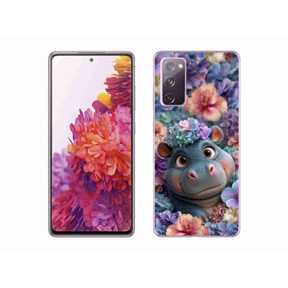Zselés borítás mmCase Samsung Galaxy S20 FE készülékhez - víziló virágokban