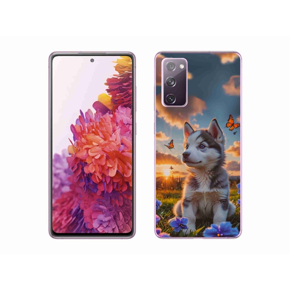 Gél borítás mmCase Samsung Galaxy S20 FE készülékhez - husky a naplementében