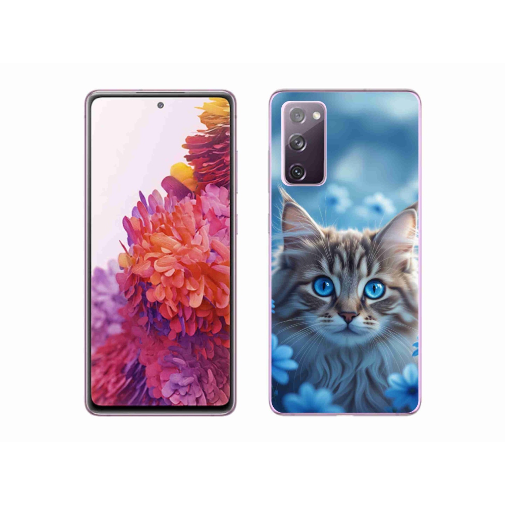 Gél védőhuzat mmCase Samsung Galaxy S20 FE készülékhez - kék virágos kiscica