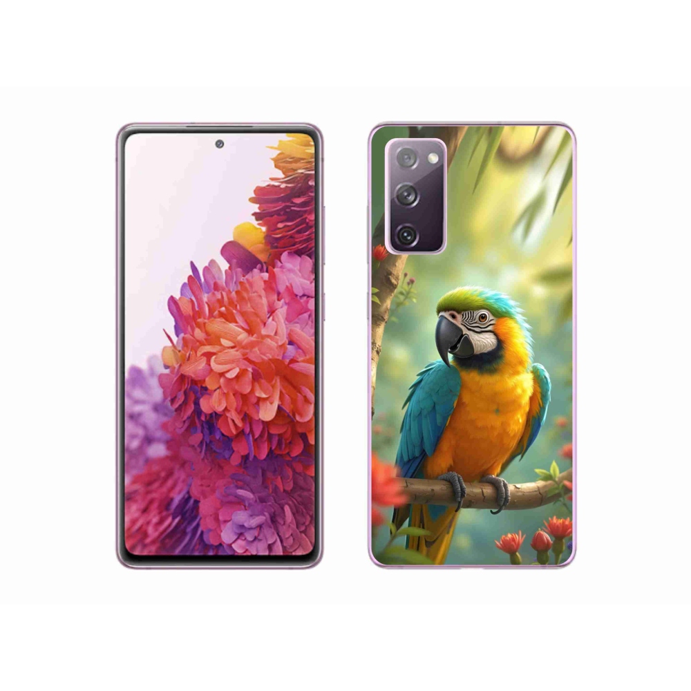 Zselés borítás mmCase Samsung Galaxy S20 FE készülékhez - papagáj ara kék és sárga