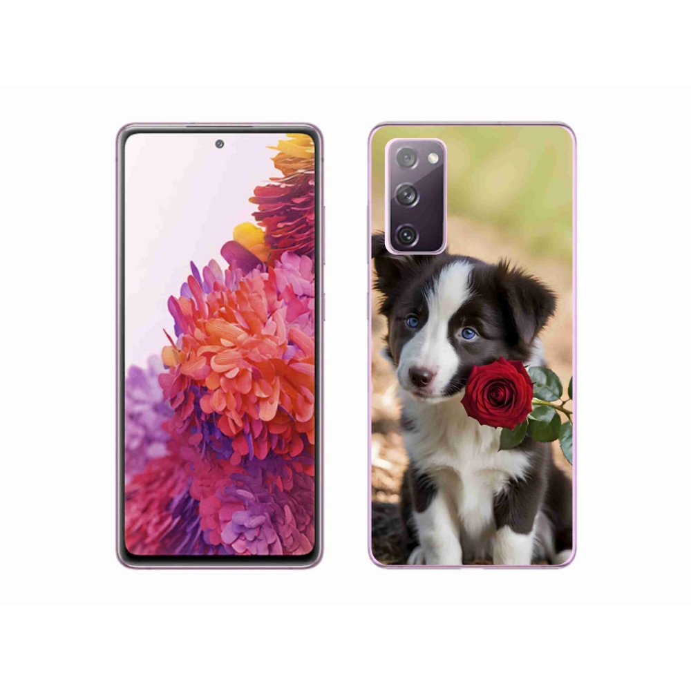 Gél borítás mmCase Samsung Galaxy S20 FE készülékhez - aranyos border collie rózsával