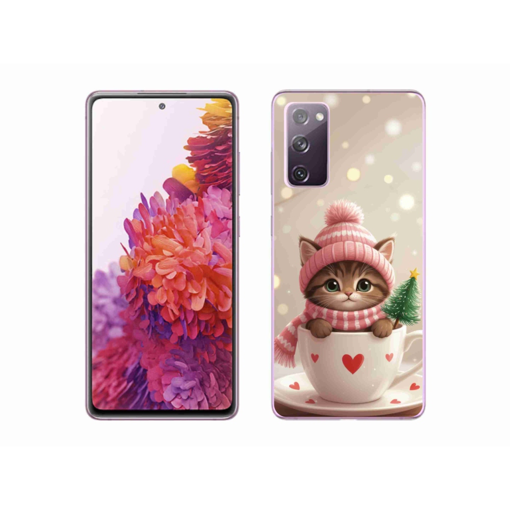 Gél borítás mmCase Samsung Galaxy S20 FE készülékhez - Karácsonyi cica a csészében