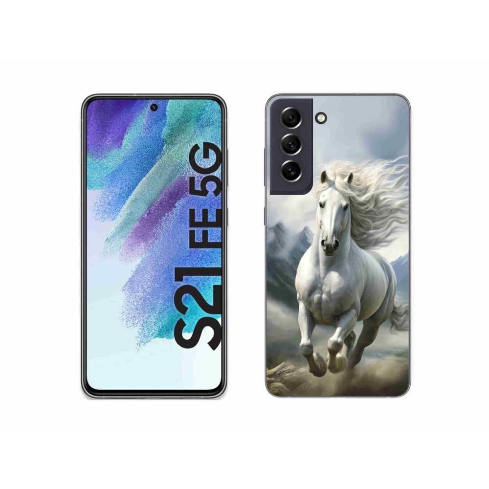 Gél borítás mmCase Samsung Galaxy S21 FE 5G - futó fehér ló 3