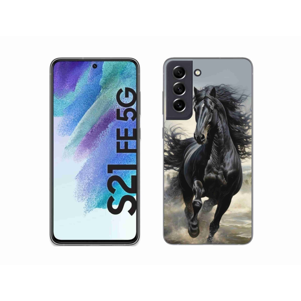 Gél borítás mmCase Samsung Galaxy S21 FE 5G - fekete futó ló
