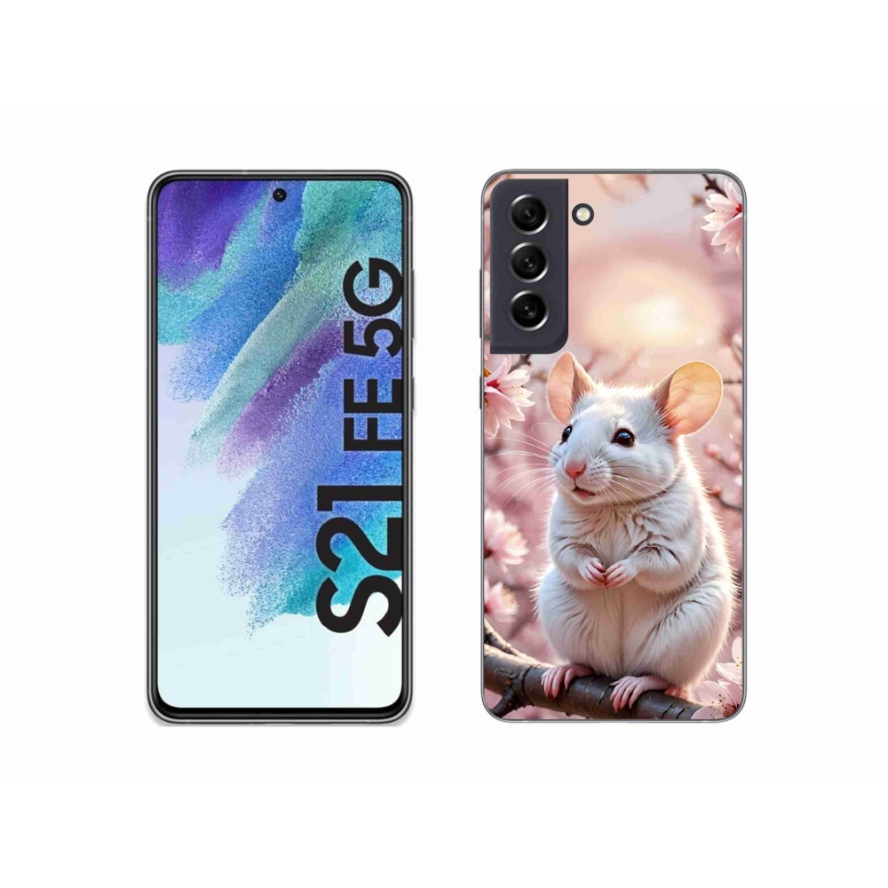 Zselés borítás mmCase Samsung Galaxy S21 FE 5G - fehér egér az ágon