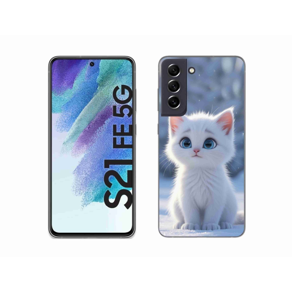 Gél védőhuzat mmCase Samsung Galaxy S21 FE 5G - fehér cica 3
