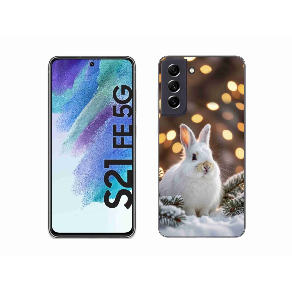 Zselés borítás mmCase Samsung Galaxy S21 FE 5G - fehér nyúl