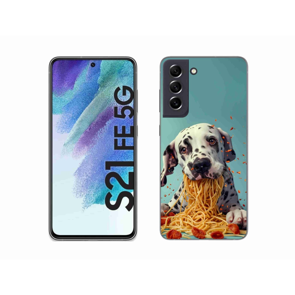 Zselés borítás mmCase Samsung Galaxy S21 FE 5G - Dalmata és spagetti