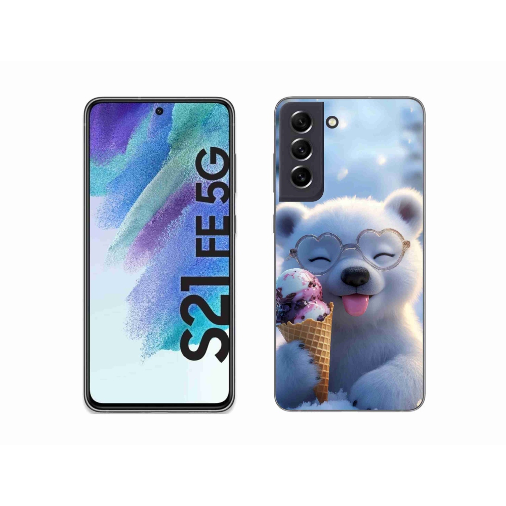 Zselés borítás mmCase Samsung Galaxy S21 FE 5G készülékhez - mackó fagylalttal