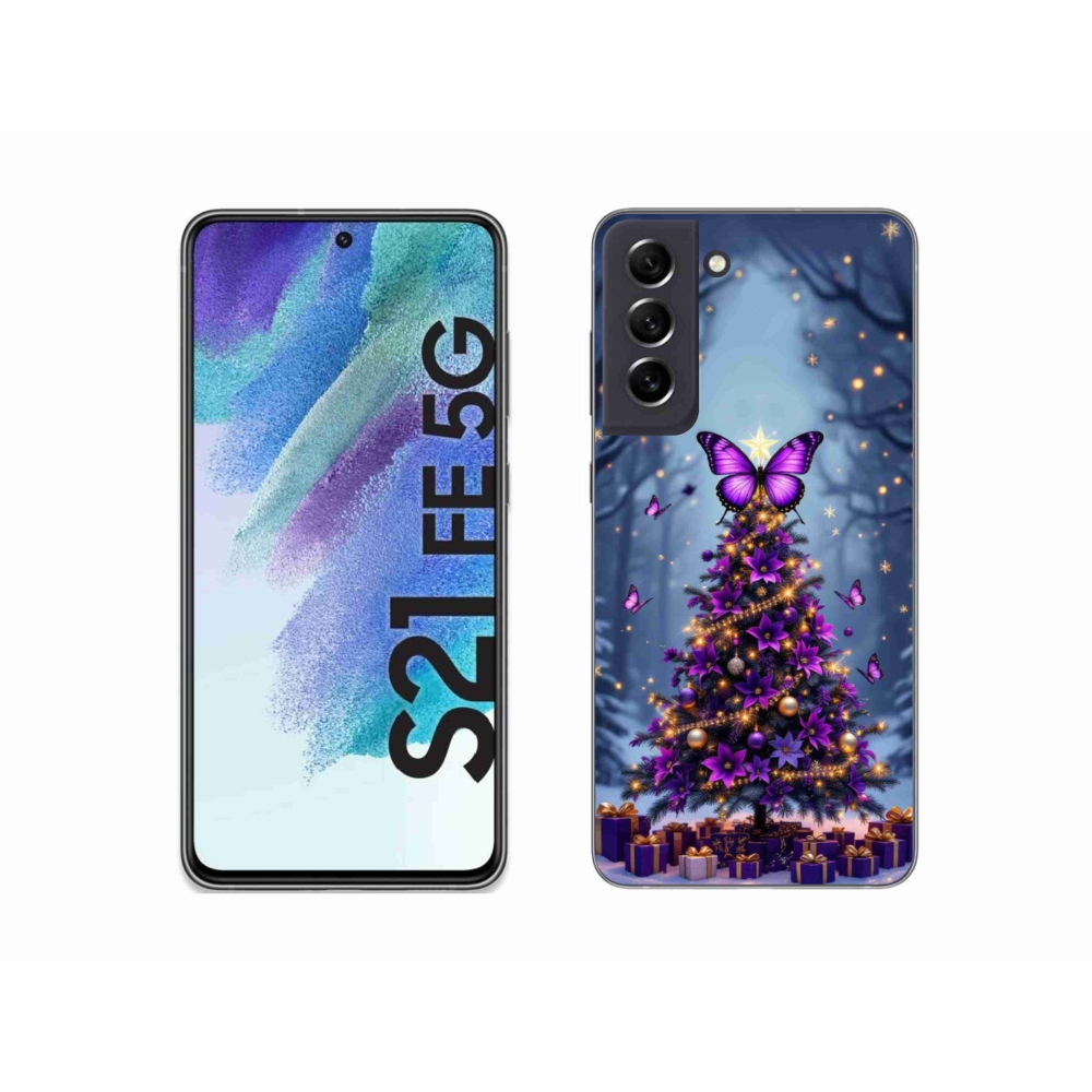Gél borítás mmCase Samsung Galaxy S21 FE 5G - pillangó karácsonyfa