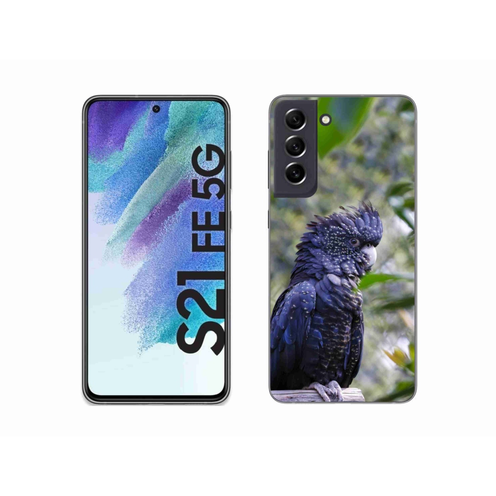 Zselés borítás mmCase Samsung Galaxy S21 FE 5G - papagáj kakadu fekete