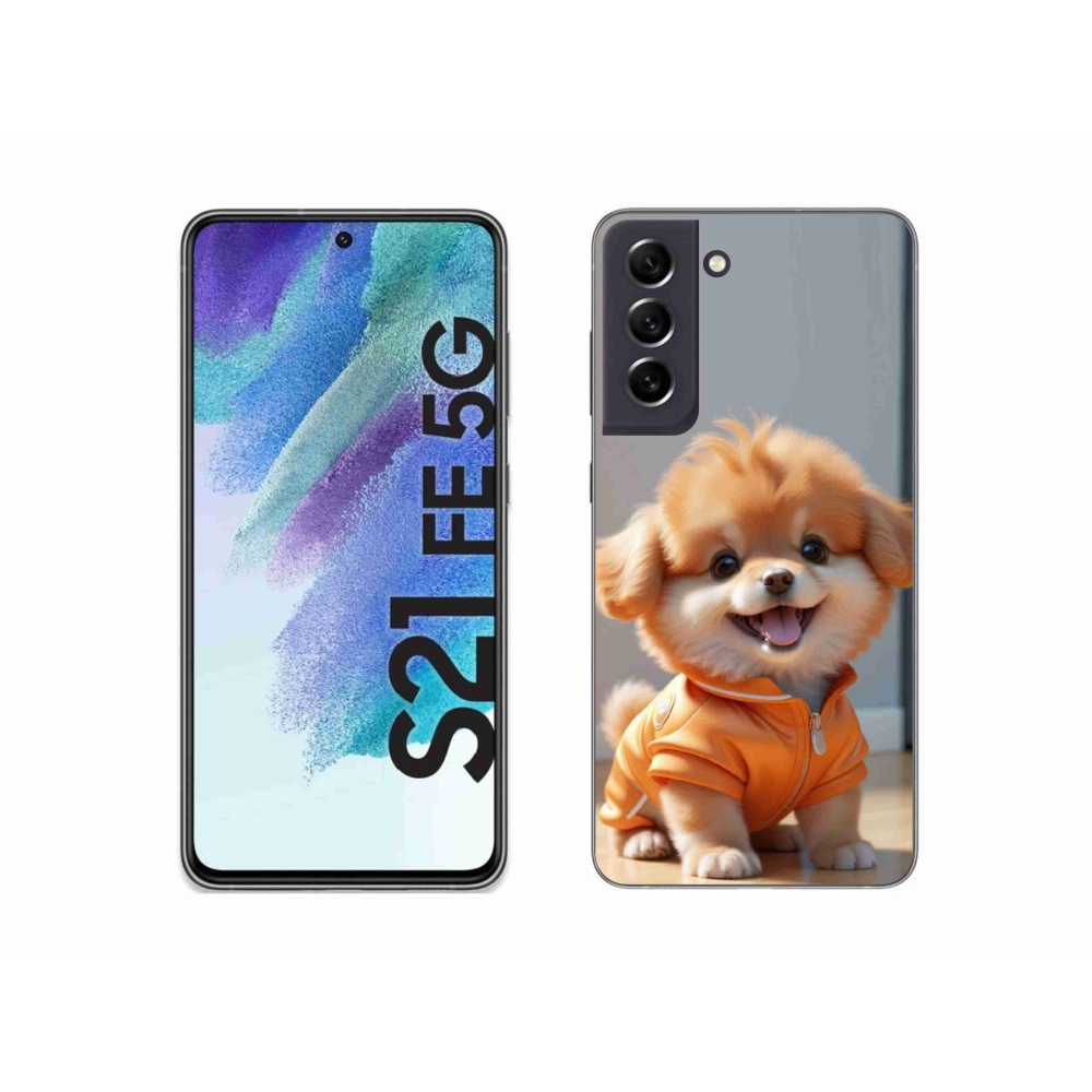 Zselés borítás mmCase Samsung Galaxy S21 FE 5G - aranyos pomerániai pulóverben