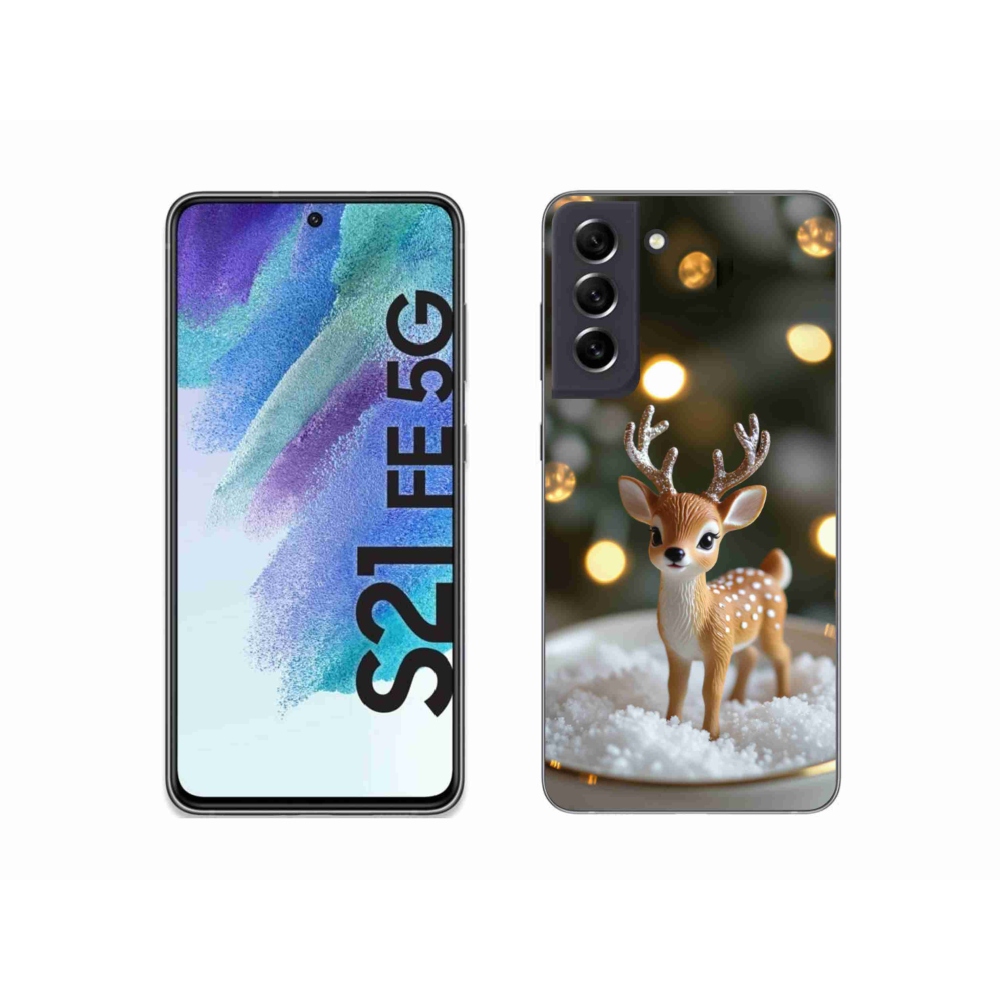 Gél borítás mmCase Samsung Galaxy S21 FE 5G - aranyos karácsonyi szarvasok