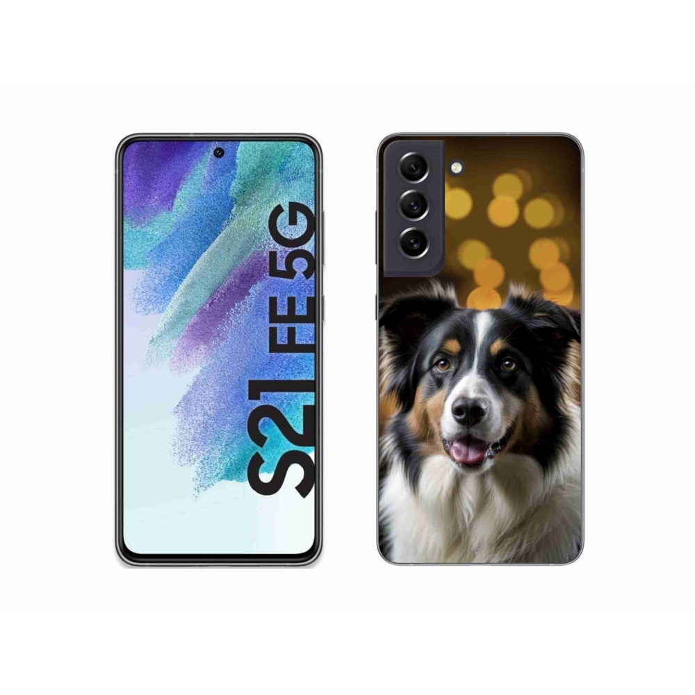 Gél borítás mmCase Samsung Galaxy S21 FE 5G - mosolygós ausztrál juhászkutya számára