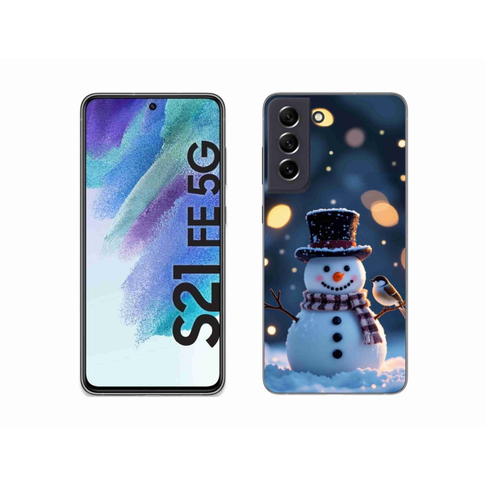 Gél borítás mmCase Samsung Galaxy S21 FE 5G - karácsonyi hóemberhez