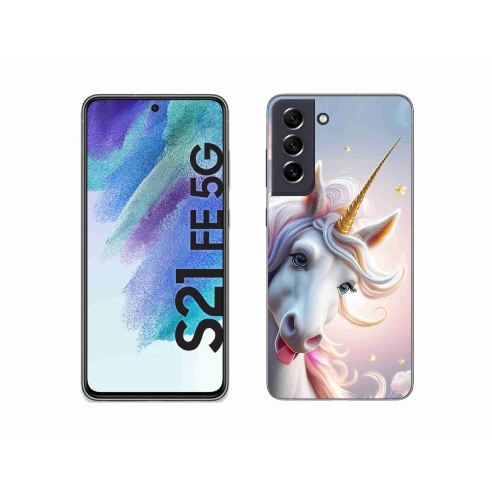 Zselés borítás mmCase Samsung Galaxy S21 FE 5G - vidám egyszarvú