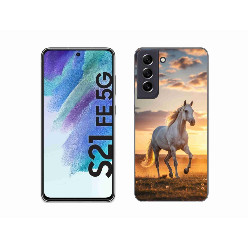 Gél borítás mmCase Samsung Galaxy S21 FE - futó fehér ló 2