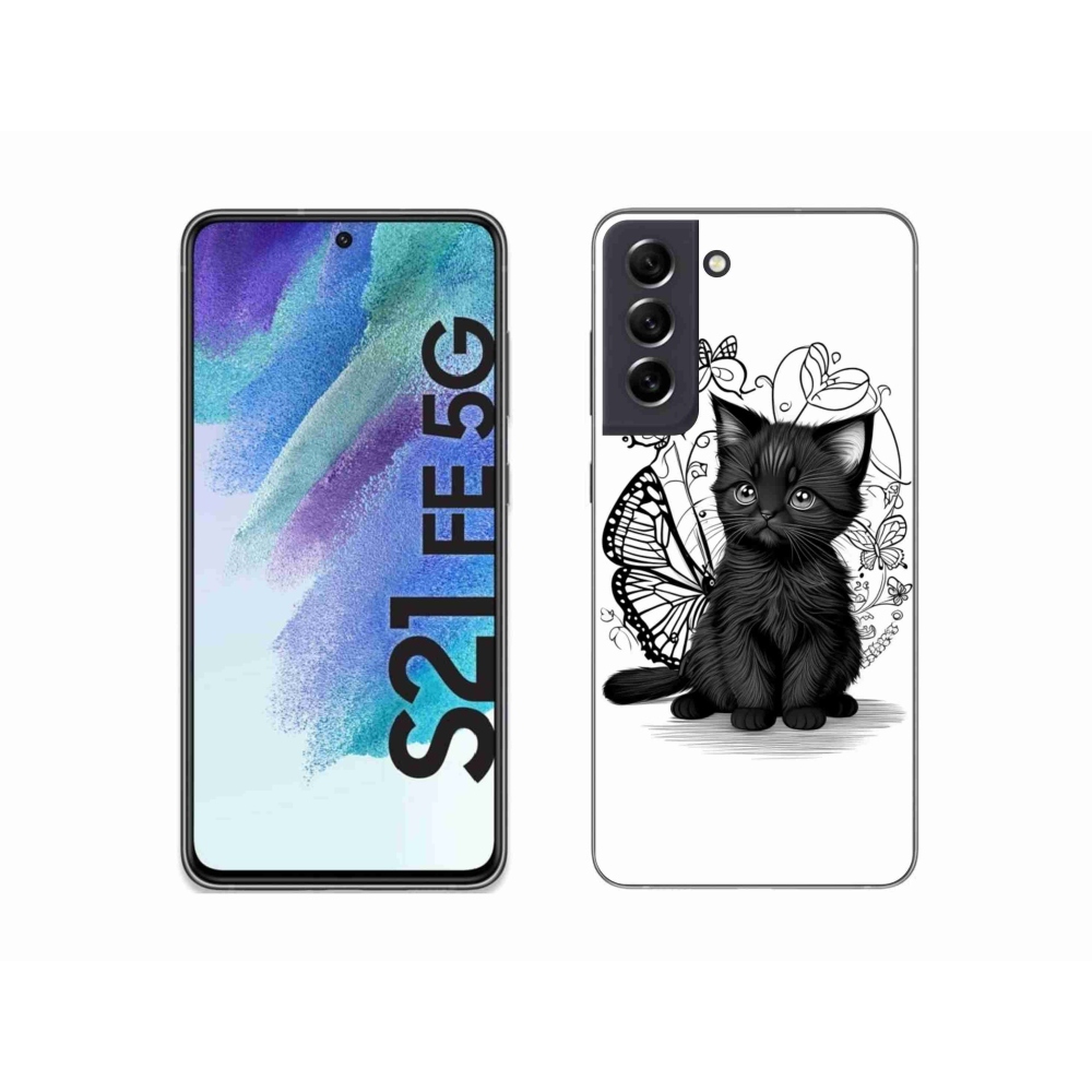Zselés borítás mmCase Samsung Galaxy S21 FE készülékhez - fekete cica