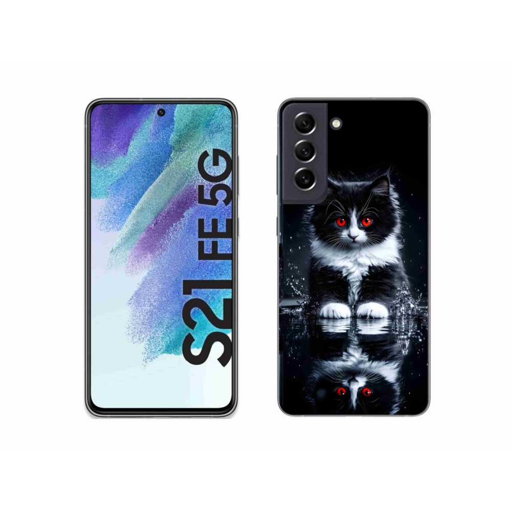 Zselés borítás mmCase Samsung Galaxy S21 FE készülékhez - fekete-fehér cica