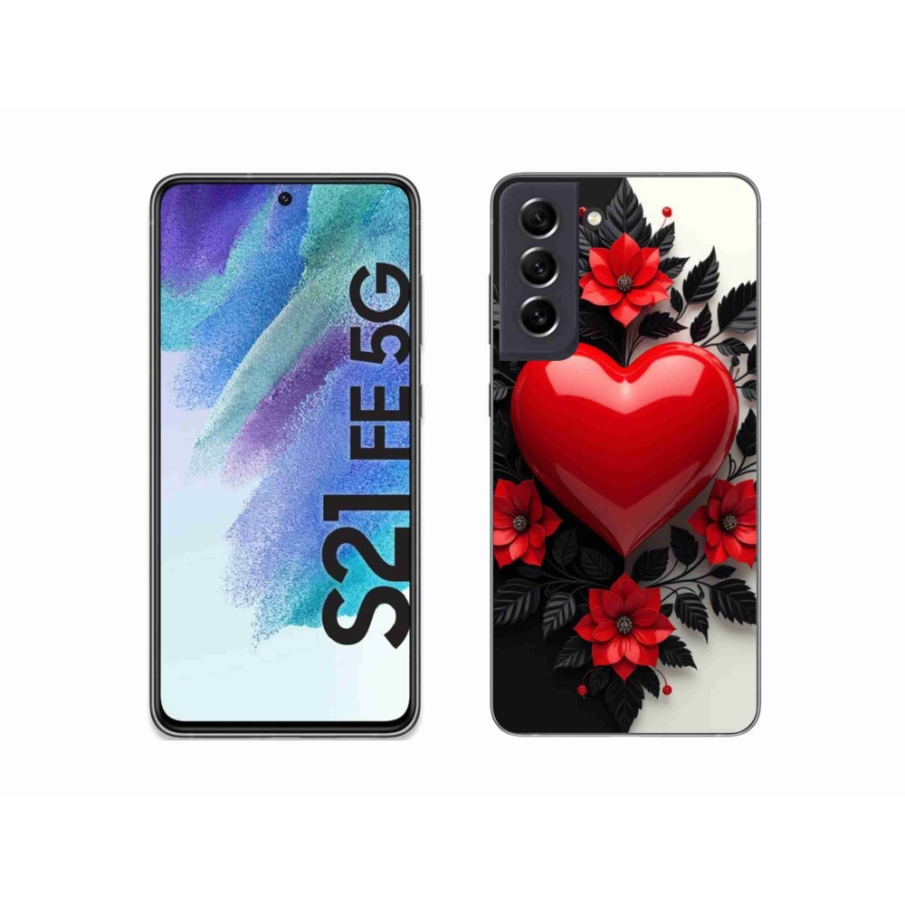 Gél védőhuzat mmCase Samsung Galaxy S21 FE készülékhez - piros szív