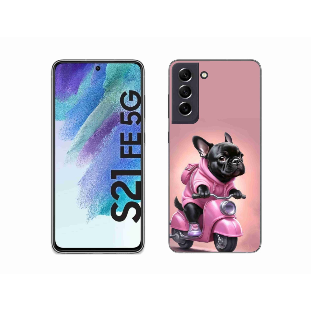 Zselés borítás mmCase Samsung Galaxy S21 FE - Francia bulldog robogón