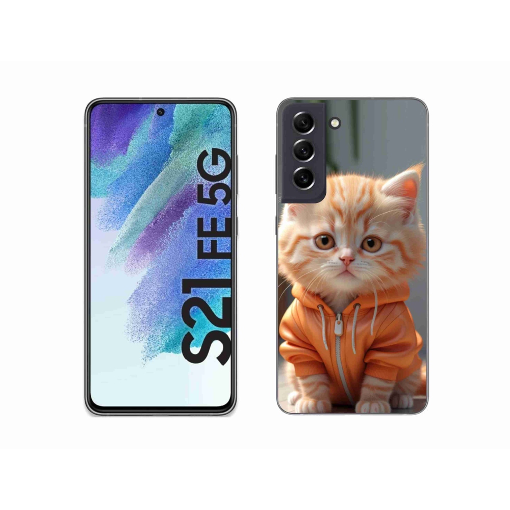 Gél borítás mmCase Samsung Galaxy S21 FE készülékhez - cica melegítőben
