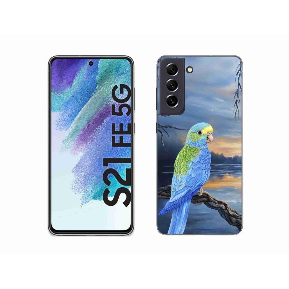 Zselés borítás mmCase Samsung Galaxy S21 FE készülékhez - kék papagáj