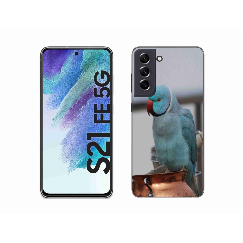 Zselés borítás mmCase Samsung Galaxy S21 FE készülékhez - papagáj alexander kék
