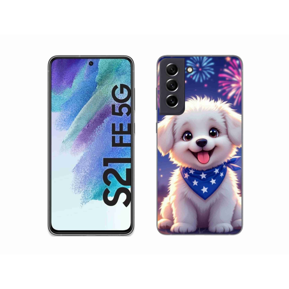 Gél borítás mmCase Samsung Galaxy S21 FE készülékhez - ünnepi kiskutya