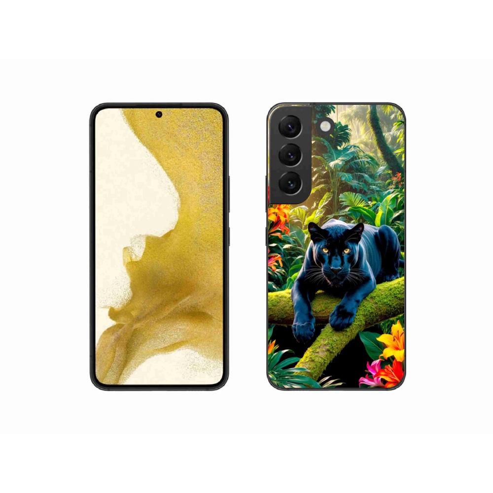 Zselés borítás mmCase Samsung Galaxy S22 5G - fekete párduc a dzsungelben