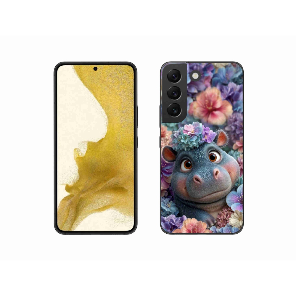 Zselés borító mmCase Samsung Galaxy S22 5G - víziló virágokkal